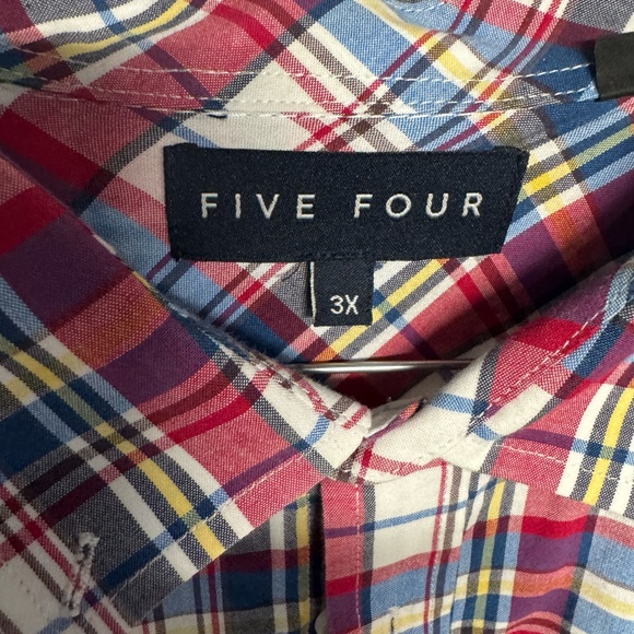Five Four long sleeve dress shirt blue/red/yellow/white plaid size 3XL - Picture 3 of 3